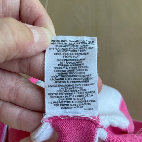 Mini Boden Girl's 100% Cotton Pink & White Striped Pear Fruit Sweater - Size 7-8 - Picture 7 of 7